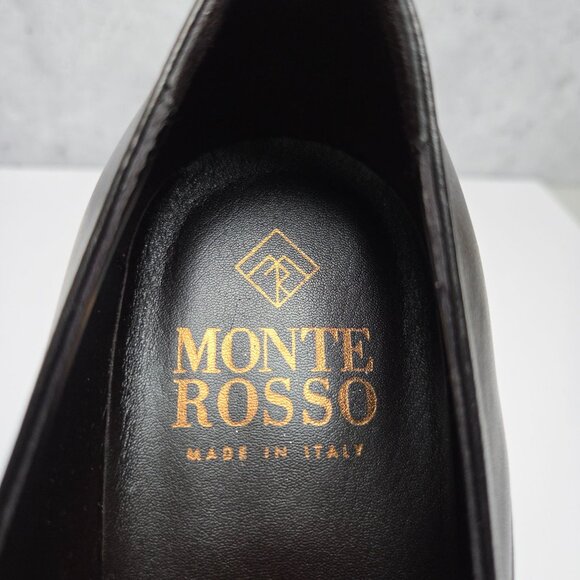 NEW Monte Rosso Lucca Black Leather Slip-On Loafers Mens Size 8M Made in Italy - Picture 8 of 10